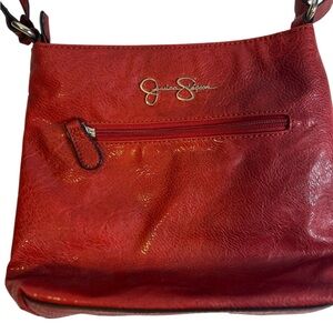Jessica Simpson Red Crossbody Bag Faux Leather Shoulder Purse Zip Pocket Handbag